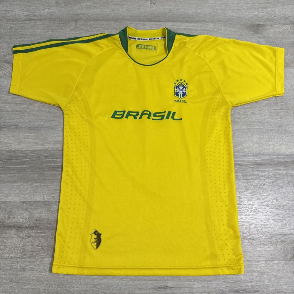 Brazil Soccer Jersey Dragon Men’s Large Yellow Green CBF National Team